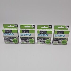 Qty 4‎ Dymo D1 45021 Label Maker Tape 3/8" X 23' White Refill Label Writer  NEW!